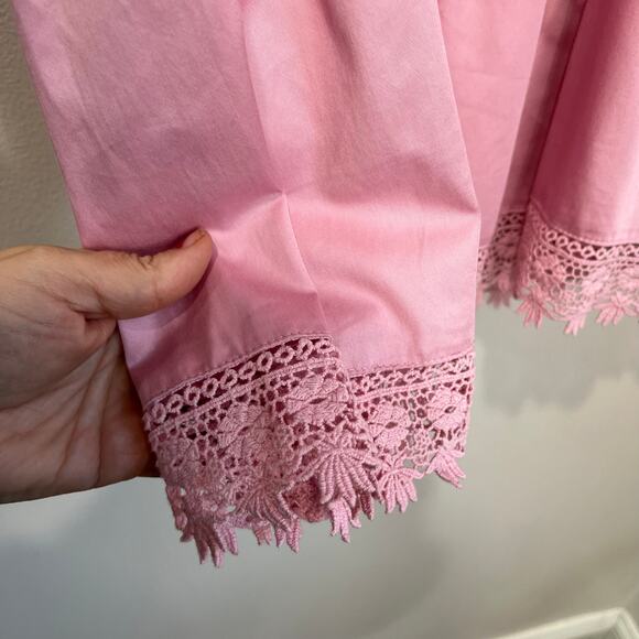 Forever 21 Pink Milkmaid Mini Dress M NWT Corset Lace Trim Coquette Barbiecore - Picture 5 of 6